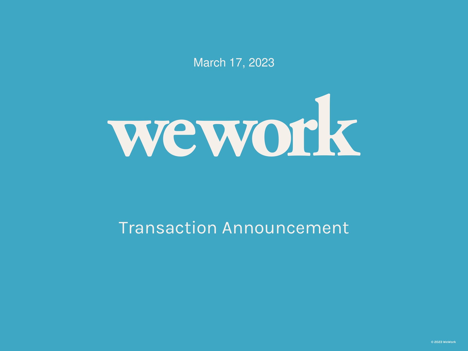 Wework — cover slide investment banking deck slide