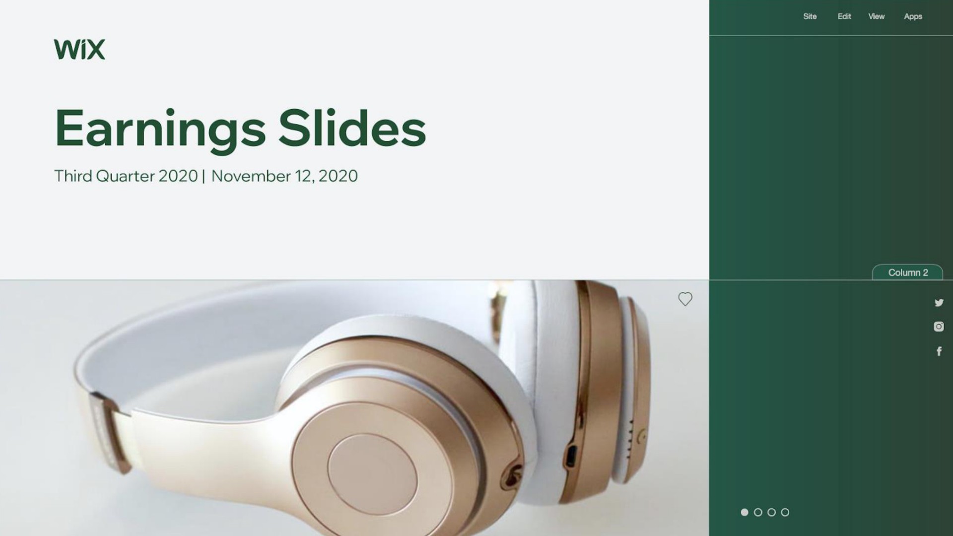 Wix — Earnings Slides investment banking deck slide