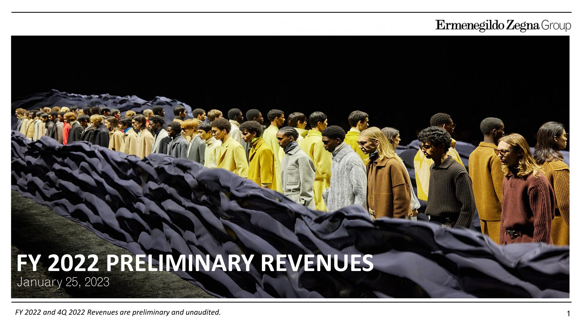 Zegna — FY 2022 Preliminary Revenues investment banking deck slide