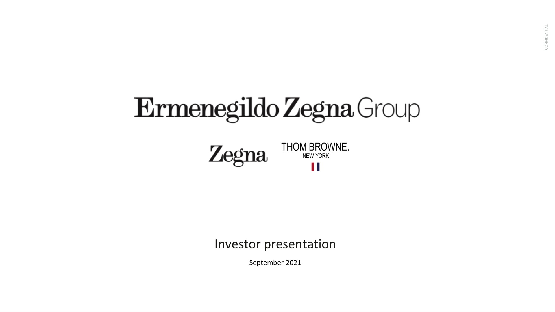 Zegna — Cover Slide investment banking deck slide