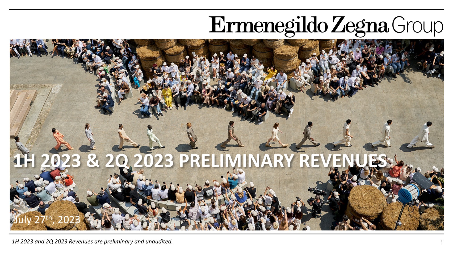 Zegna — 1h 2023 & 2q 2023 Preliminary Revenues investment banking deck slide