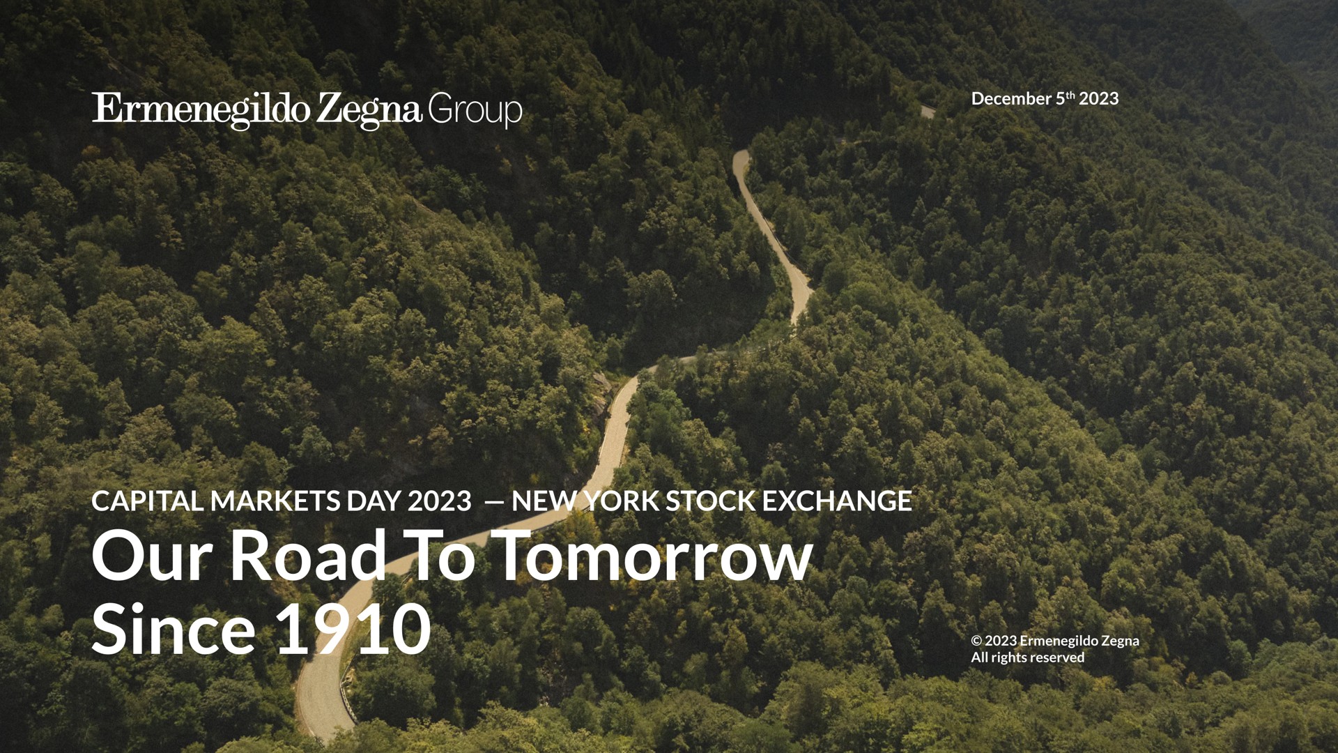 Zegna — Our Road To Tomorrow Since 1910 investment banking deck slide