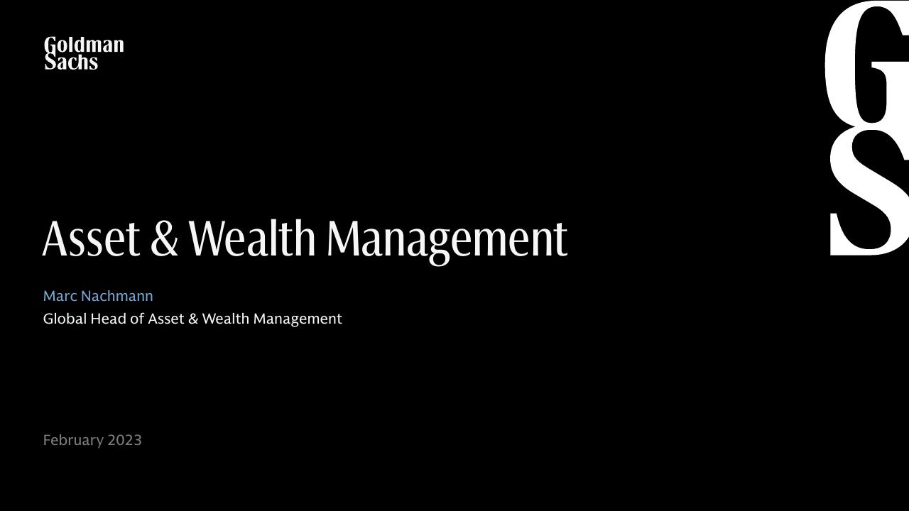 Asset Wealth Management Goldman Sachs investment banking deck cover