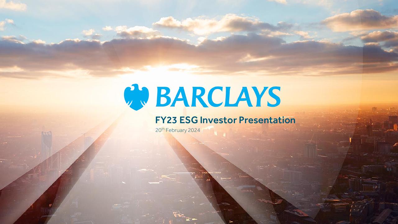 Fy23 ESG Investor Presentation Barclays deck cover