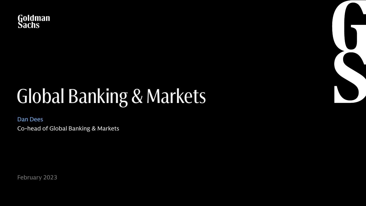 Global Banking Markets Goldman Sachs investment banking deck cover