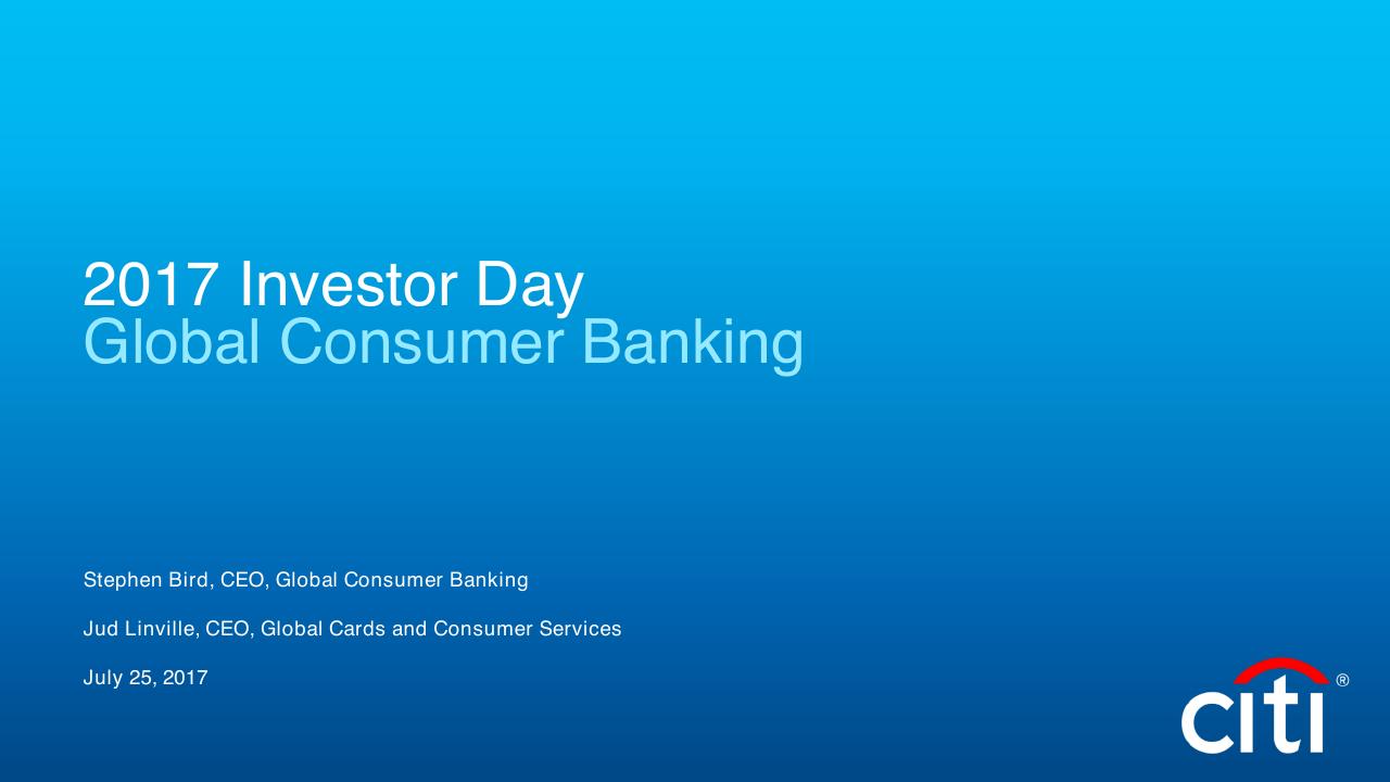 Global Consumer Banking Citi investment banking deck cover