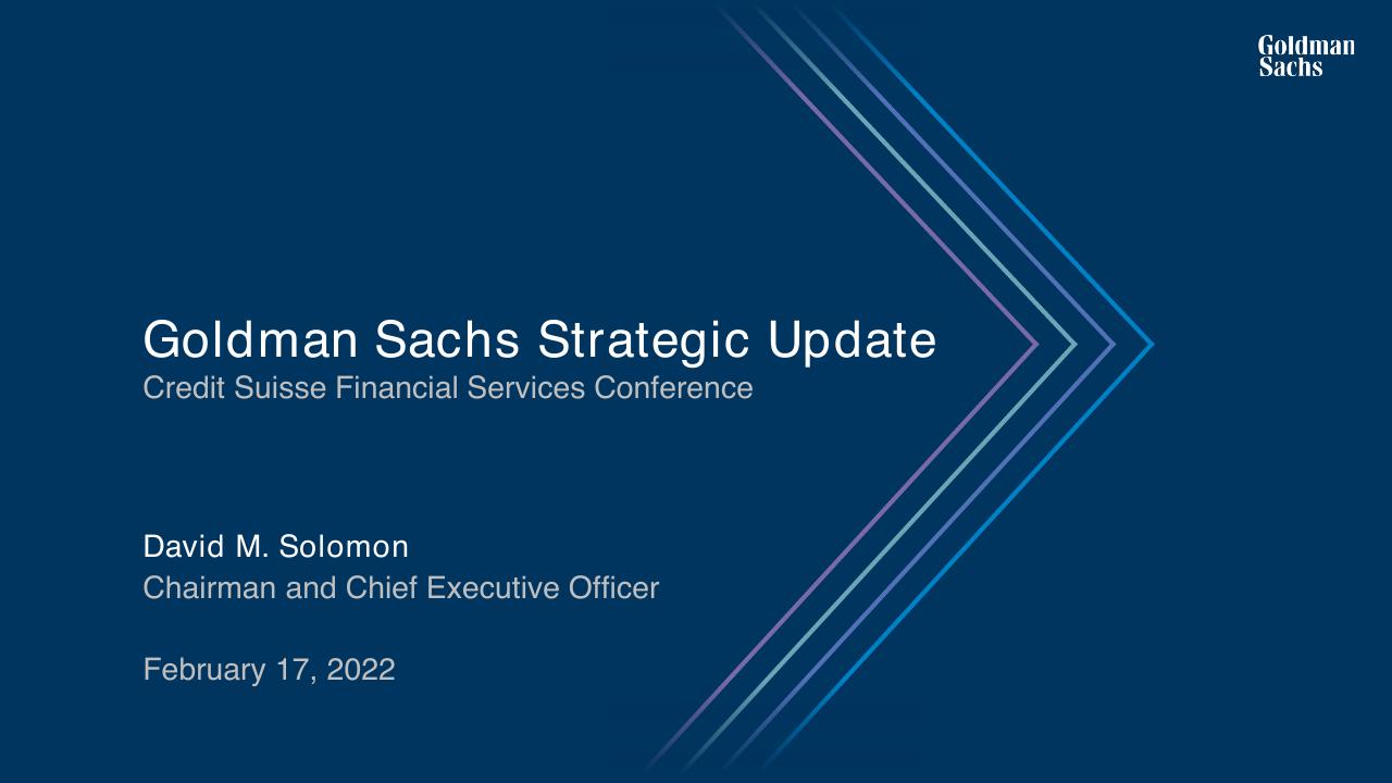 Goldman Sachs Strategic Update Goldman Sachs investment banking deck cover