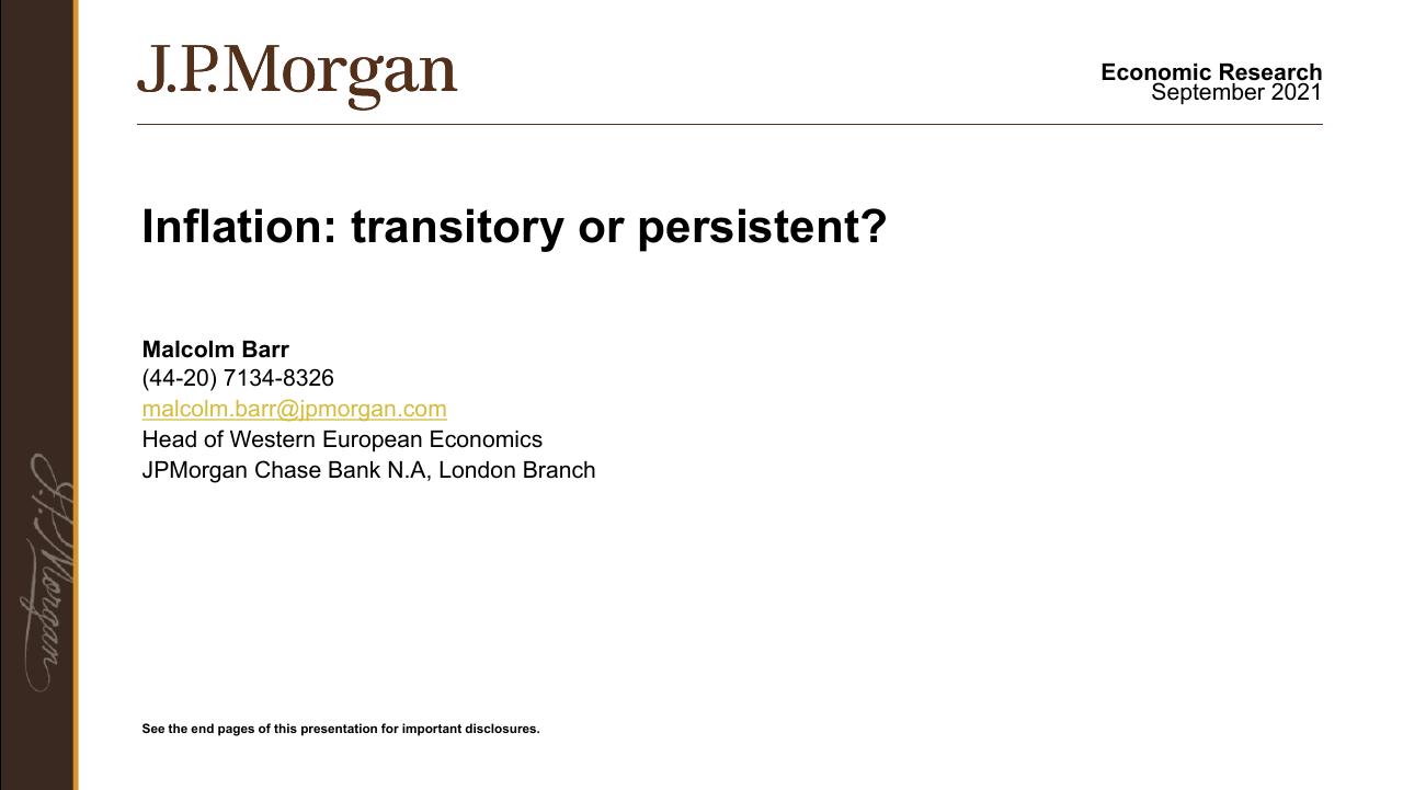 Inflation_ Transitory Or Persistent_ JP Morgan investment banking deck cover