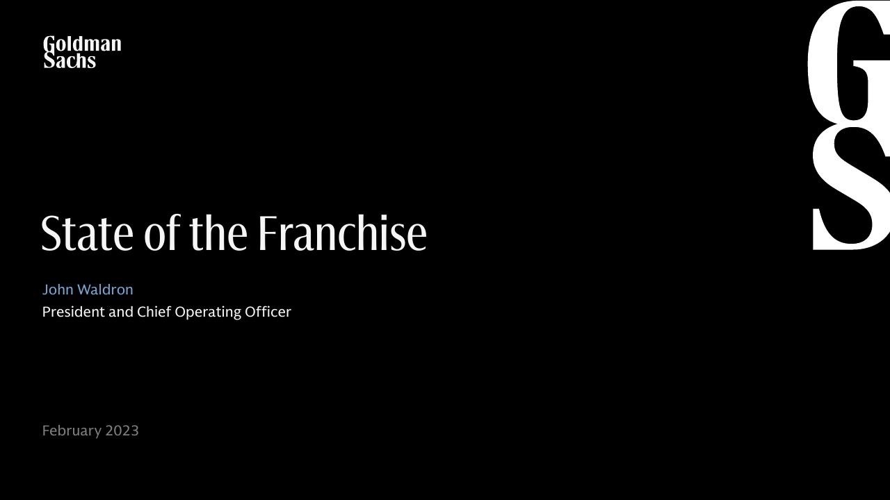 State Of The Franchise Goldman Sachs investment banking deck cover